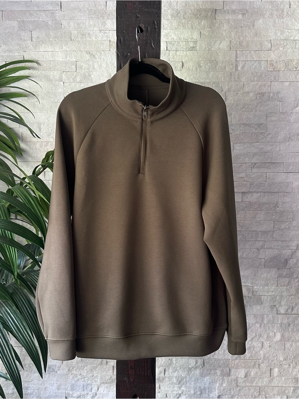 Lululemon Smooth Spacer Quarter Zip Nomad Dark Moss Olive Green Size L